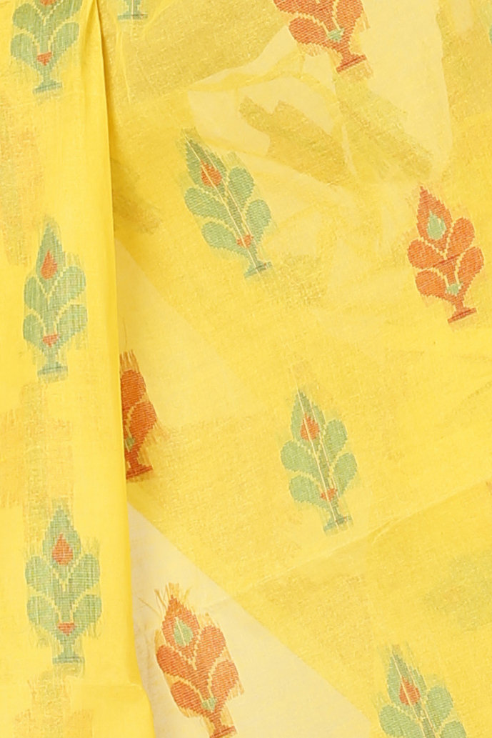 Yellow Pure Cotton Sidra Tant Saree (1034)